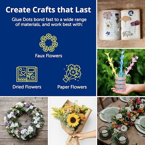 Image of Glue Dots, Flower Dots, Double-Sided, Permanent, 1 /2 inch, 300 Dots, DIY Fake Flower Bouquets Wreaths Decor, Sticky Tape Adhesive, Liquid Hot Glue Alternative, Clear