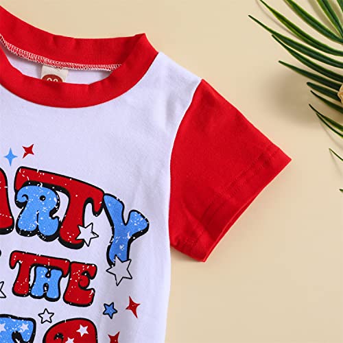 Modntoga Baby Boy 4Th Of July Outfit American Flag Graphic T-Shirt Toddler Kids Short Sleeve Patriotic Usa Letter Tee Tops (Red, 18-24 Months) #TOP3