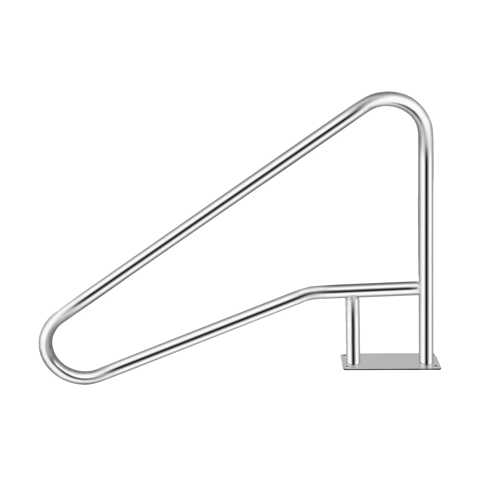 Garvee Pasamanos para Piscina de Acero Inoxidable 304, Barandilla de Seguridad para Piscinas Enterradas y Spas, Riel de Escalera Ergonómico con Cubierta de Nylon Azul, Kit de Montaje, 140 x 81 cm