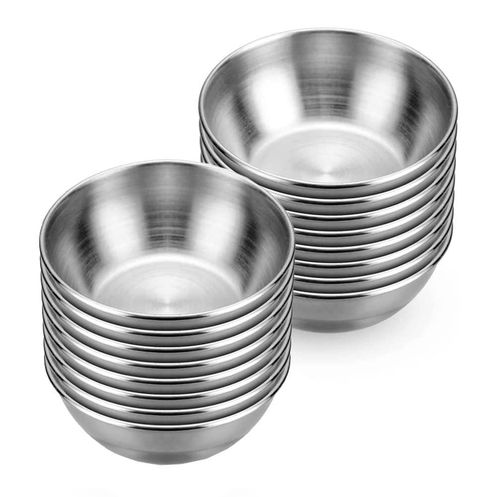 8 Piattini Per Salse In Acciaio Inox 8,1 Cm - Ciotoline Per Condimenti, Sushi, Antipasti - 3