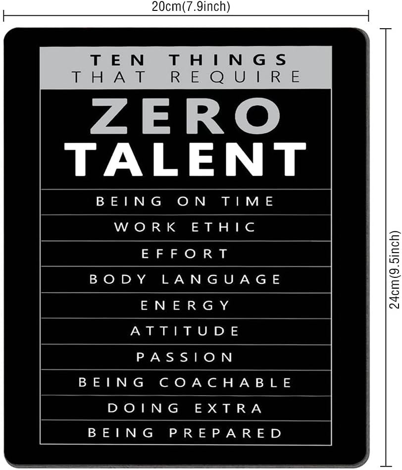 SSOIU Gaming Mouse Pad Custom, Inspirational Office Mouse pad Motivational Positive Quotes Ten Things That Require Zero Talent Rectangle Mouse Pads for Computers Laptop 9.5 X 7.9 Inch