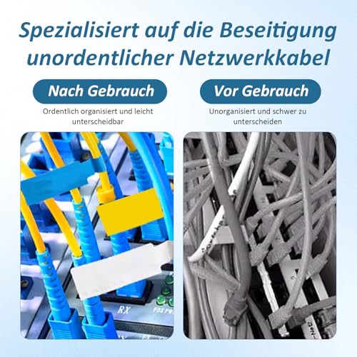 Sekfpnk 300 Stück Kabelbeschriftung, Wasserfest und Beschreibbar, Nicht Leicht zu zerreißen Selbstklebende Kabeletiketten, Ideal für Kabelmanagement und tägliche Markierung (10 Farben)