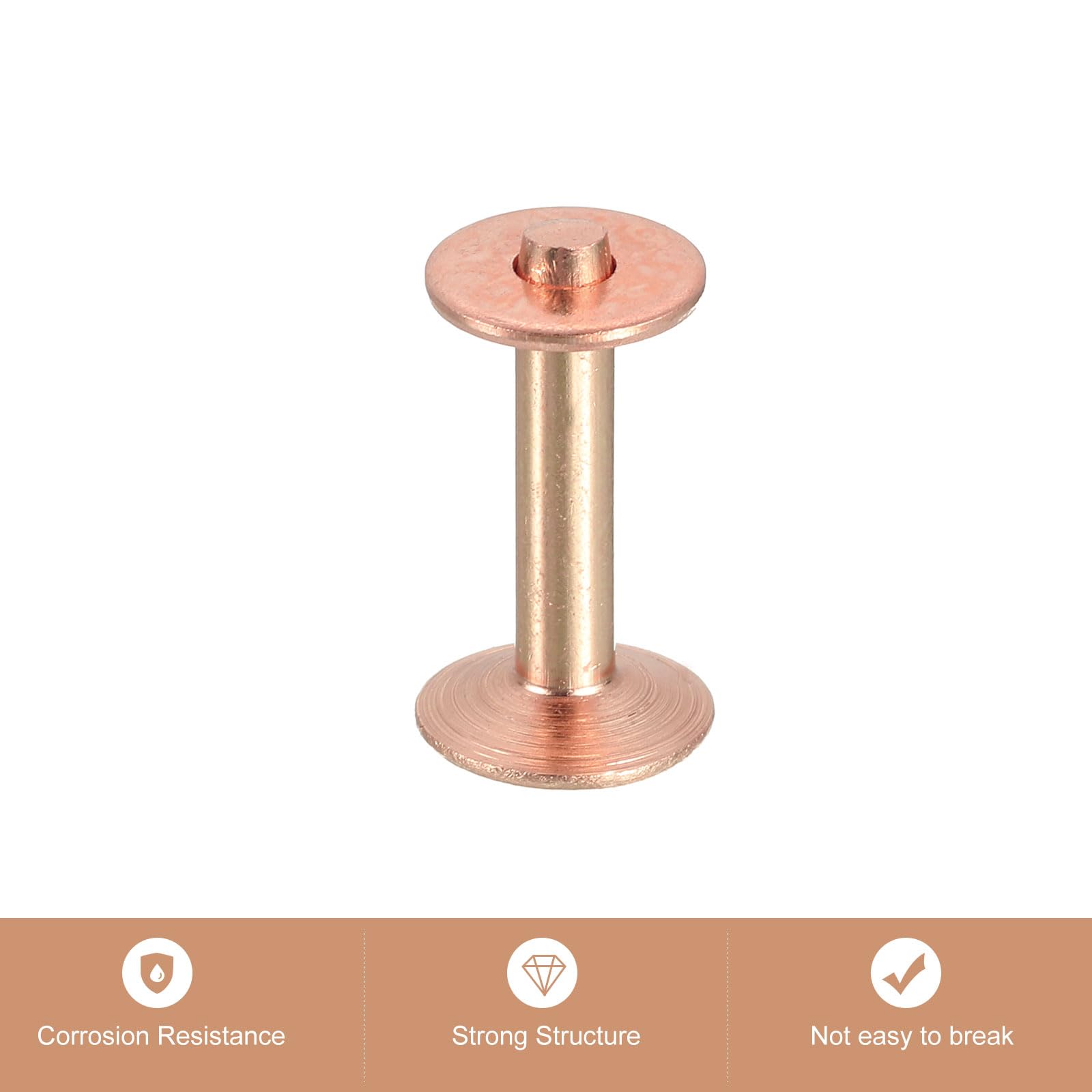 QUARKZMAN 50 Juegos De Remaches Y Arandelas De Cobre, 12x4x19mm Remaches De Cobre Sólidos Para Suministros De Manualidades De Cuero DIY, Tono Cobre