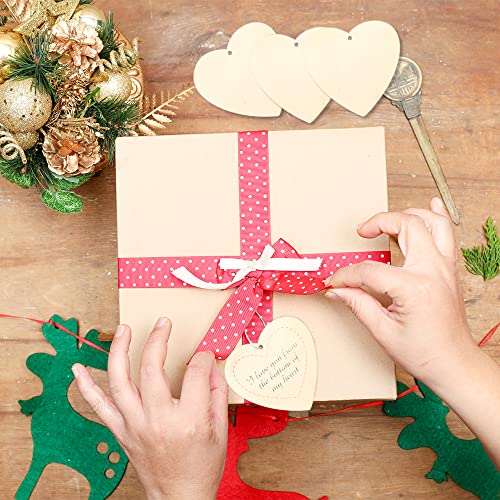 Hagao Wooden Heart Blank Wood Slices Gift Of Twine Colored Paintbrush Discs For Diy Crafts 3.15" 60Pcs #TOP1