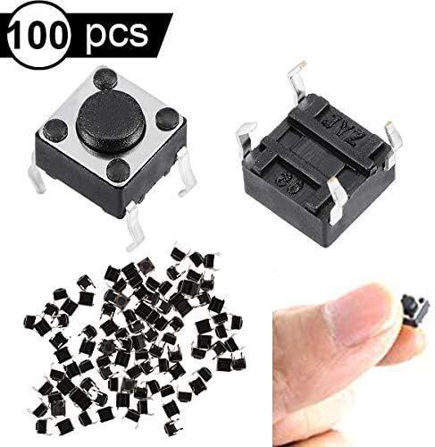 Youmile 100-Pack 6x6x5 mm Miniature Micro Momentary Tactile Tact Touch Push Button Switch Quality Switch SPST Miniature/Mini/Micro/Small PCB