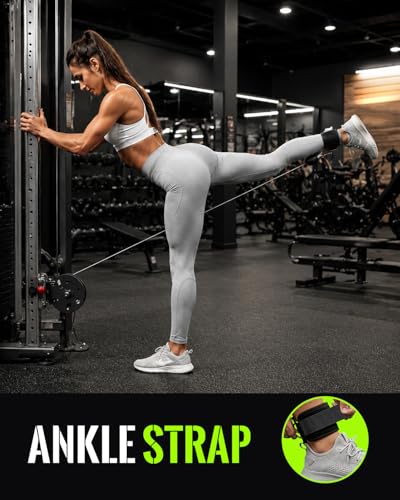 3 Grip Lengths in 1 Tricep Rope Cable Attachment & Wrist Brace Ankle Strap — view 4