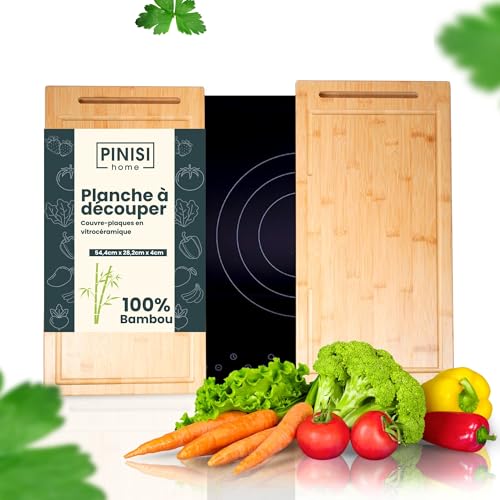 PINISI HOME Protection Plaque Induction 100% Bambou Antidérapant - Protege Plaque Induction - Protection Plaque de Cuisson - Protege Plaque de Cuisson