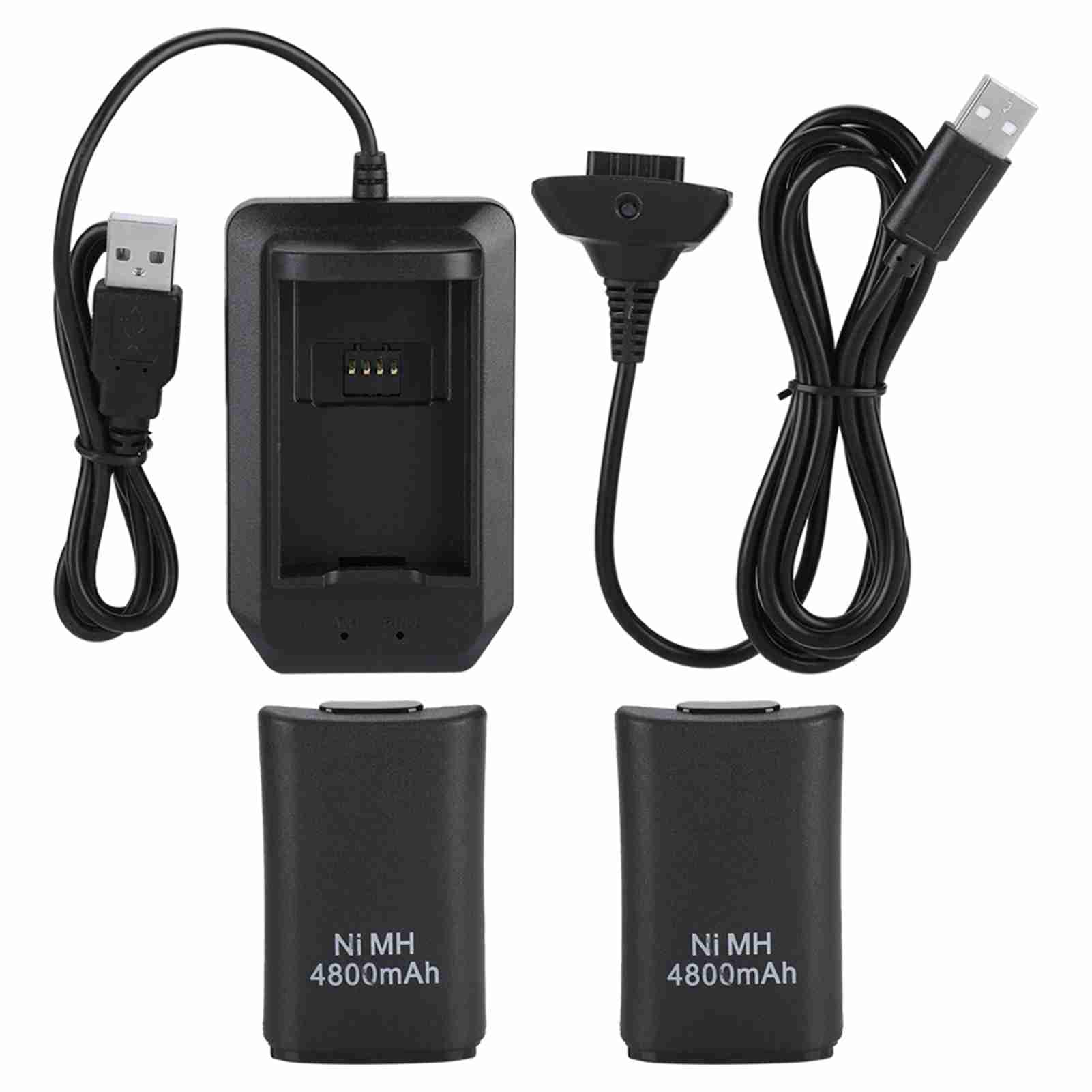 Batterie Rechargeable 4800 MAh pour 360 – Batterie de Secours Durable pour Manette de Jeu 360 – Comprend Un Câble de Charge et Une Base pour Une Utilisation Facile – 2 Batteries pour de