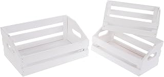 Hobby Lobby Wooden Storage Crates, Set of 3, Decorative Nesting Boxes, 8.75-11.81 inch, Great for Books, School Supplies, Desk, Home Office (White)