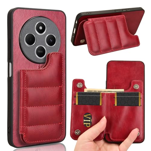 Jiajihua Case Compatible with Huawei Mate 40 RS Porsche Design,Compatible with Huawei Mate 40 RS Porsche Design 5G [Card Holder][PU+PC+TPU] 3 in 1 Magnetic clasp Cover Red