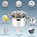 Rorence 6 QT Stainless Steel Stockpot, Large Stock pot with Silicone Coated Handles and Pout Spouts, Induction Cooking Pot with Clear Transparent Tempered Glass Lid for All Stoves, Dishwasher Safe