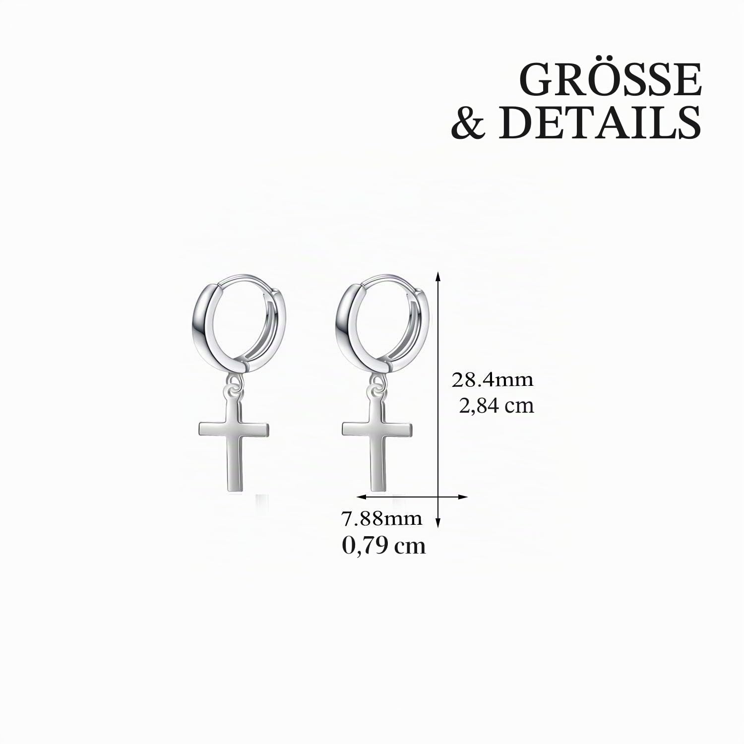 Damen Herren Sterling Silber schwarz Creolen Silber Kreuz Ohrringe und Sterne Creolen für Frauen Mädchen Männer Junge Frauen Teenager Mädchen Kind