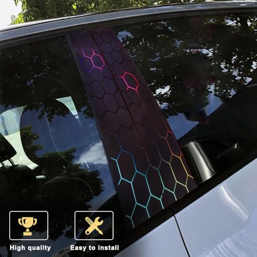Image of JSCARLIFE Skull Car B-Pillar Sticker, HD Printed PVC Waterproof Car Decals, Car Stickers Vinyl Self-Adhesive Side Strip Decal Cool Stickers (Honeycomb Style 2)