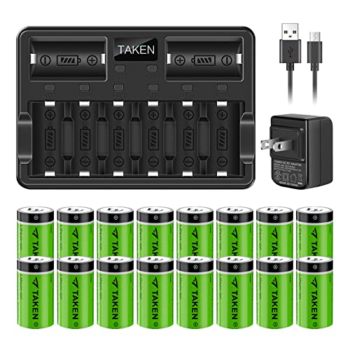 Taken 16 Pack Cr123A 3.7V 750Mah [ Can Be Recharged ] Batteries And Charger For Arlo Cameras (Vmc3030/Vmk3200/Vms3330/3430/3530), Flashlight, Microphone #TOP15