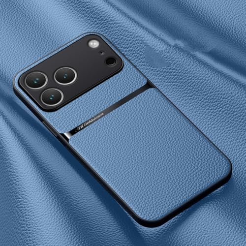 Étui iPhone 17 cuir mat bleu de protection