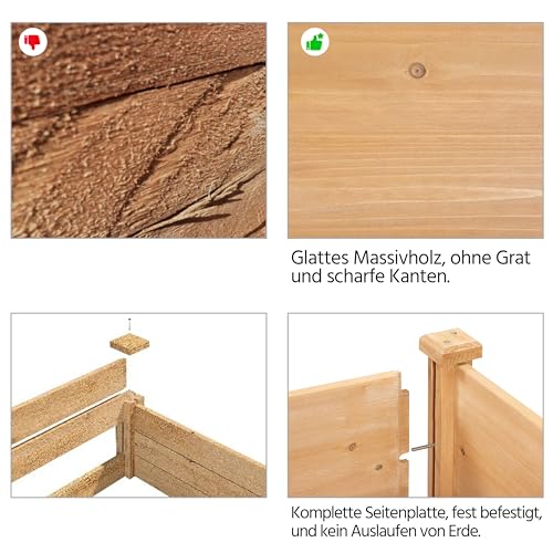 Yaheetech Hochbeet Pflanzkasten Blumenbett aus Holz, Kräuterbeet Frühbeet mit Abflusslöchern für Garten Balkon, Hellbraun 120,5 × 59 × 76 cm (LxBxH)