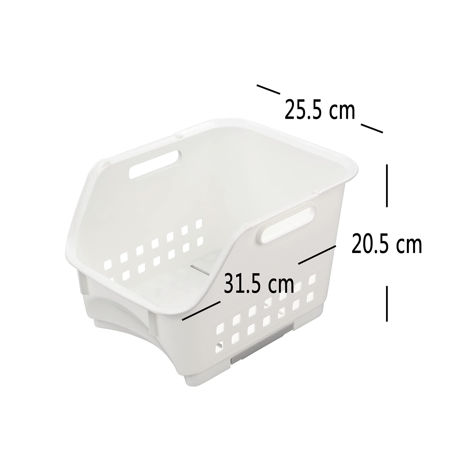 Cesta De Almacenamiento Apilable De Plástico, 3 Paquetes, Blanco