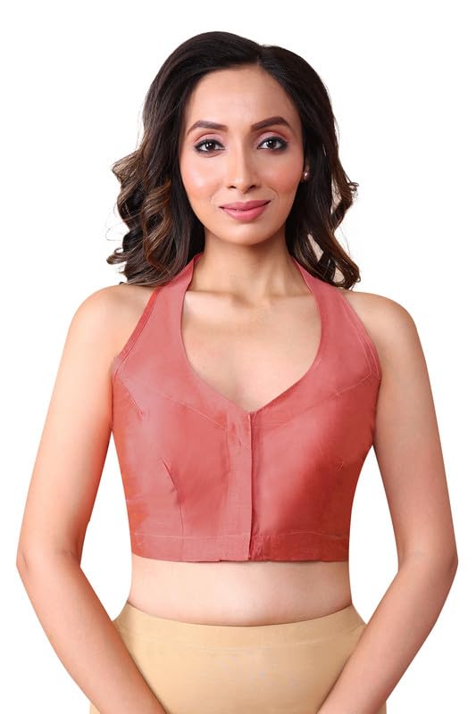Peach Cotton Tussar Embroidered Blouse(D-005546-PEACH-38)-image-0