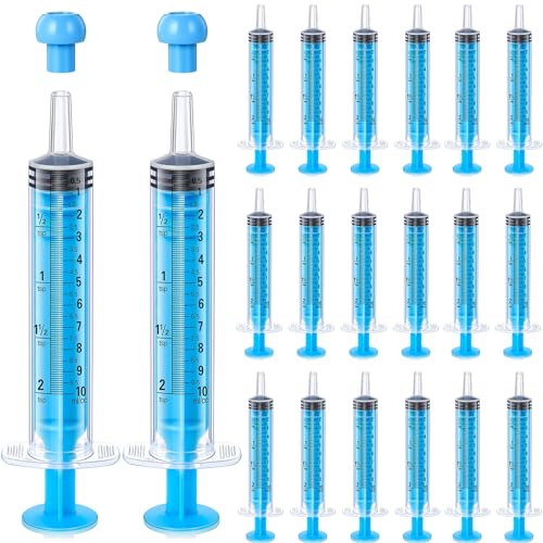 TrelaCo 20 Pack 10ml Oral Syringes with Cap Plastic No Needle, Blue