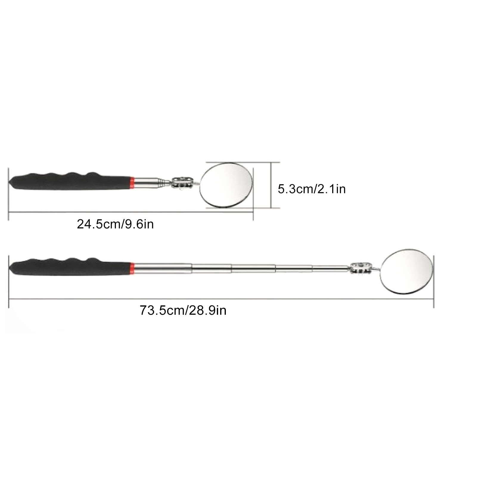 Kit de Herramientas de Recolección de Telescopio Magnético de 5 Piezas, 15 Lb 10 Lb 3.5 Lb 1.5 Lb Magnética Magnética y Espejo de Inspección Redonda, para una Visualización