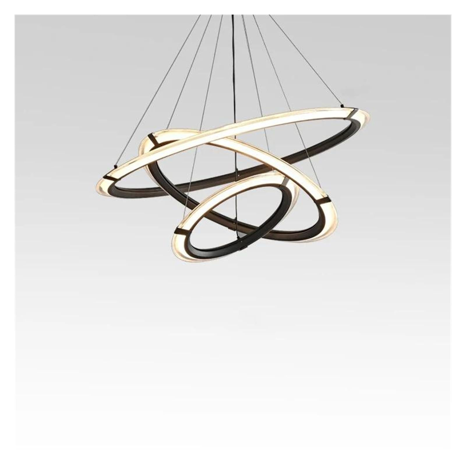 Genérico Lámpara de techo moderna círculo negro, iluminación decorativa for sala estar, comedor y dormitorio, personalizable(Changeable,CD80-60-40CM)