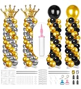 Toosci 4 Sets Adjustable Balloon Column Stand and Balloon Pump, 9 Feet Metal Balloon Stands for F...
