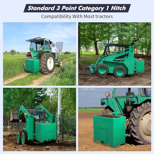 Image of Garvee 3 Point Ballast Box, 800 LBS Capacity, Standard 2 in Hitch Receiver, Fits Category 1 Tractor Attachment, with 5cu.ft Volume, Heavy Duty Steel