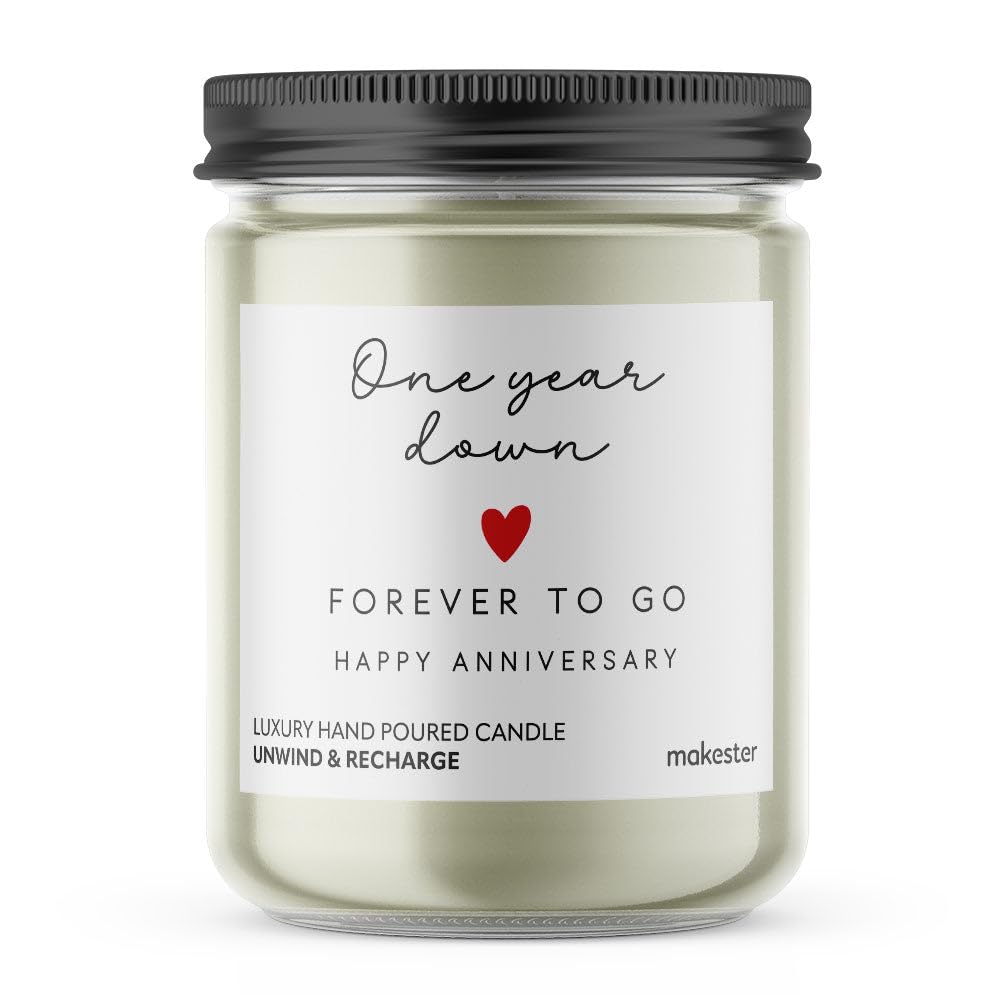 1st Anniversary Candle Gifts for Couple - Luxury Soy Wax Candle - Vanilla, Jasmine, Sugared Almond - Makester - Image 2