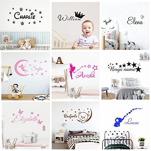 guk Stickers Prénom Personnalisé | Sticker Autocollant Fée sur la Lune - Décoration Murale...