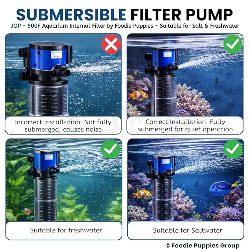 Image of Foodie Puppies Aquarium Internal Sponge Filter Pump (JQF-500F /5W) for Fish Tanks | ABS Plastic Submersible Silent Aquarium Filter with Efficient Water Filtration, Low Noise Design for Freshwater