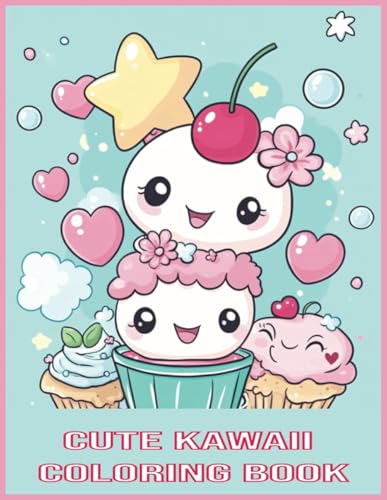 Cute Kawaii Coloring Book for Kids Bold and Easy Large Print: 50 Simple and Funny Illustrative Images for Good Mood (Bold and Ea