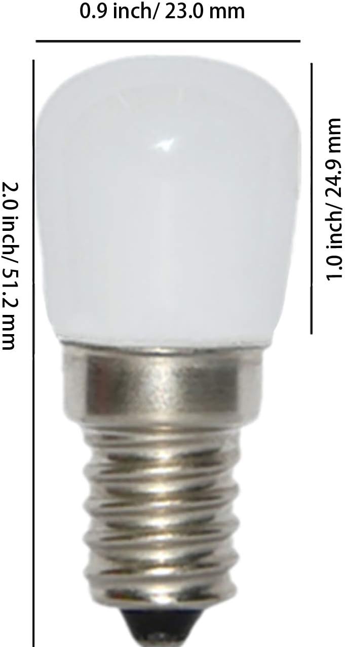 2W LED Refrigerator Bulb E14 LED Refrigerator Light Bulb 15W Equivalent 3000K Warm White 110V Lamp for Freezer Oven Microwave Lighting, Home Lighting, Pack of 4