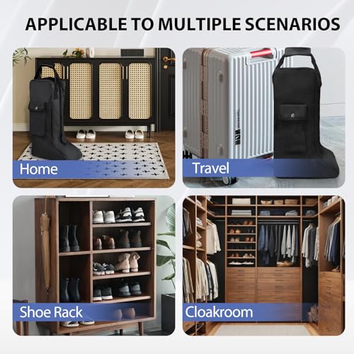 Portable Boots Storage Bag, Oxford Equestrian Boot Bag with Handle, Cowboy Boot Travel Bag with Outer Pocket for Cowboy Boots, Snow Boots, Travel and Daily Use4