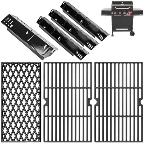 Image of SafBbcue Grill Replacement Parts for dyna-glo 4 Burner DGH450CRP DGH450CRP-D Grills, Cast Iron Grill Grates, Porcelain Steel Heat Plates, Grill Parts Kit for Dyna-Glo 4 Burner Grill