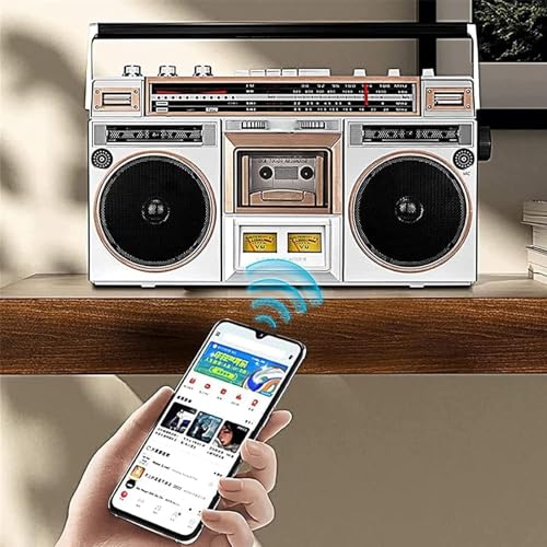 Boombox portatile - Lettore CD, cassette e radio stereo Bluetooth con ingresso SD/USB e registratore a nastro, per riunioni di famiglia e viaggi