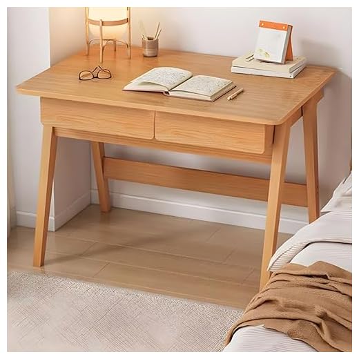 CraftThink Scandinavian Office Study Desk, Contemporary Computer Desk Writing Desk Work Desk with Natural Wood Base, Natural 39.5" L x 21.5" W x 30" H Without Chairs