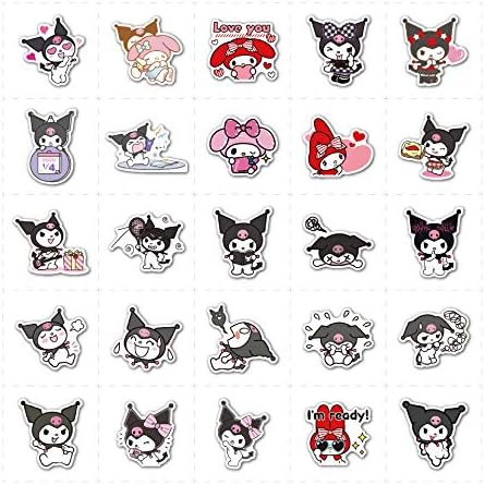 Kuromi Stickers Pack of 100 My Melody Anime Stickers-Vinyl Skateboard Stickers-Suitable for Laptop Travel Case Water Bottle Notebook Phone Car Scrapbook Bike Waterproof Graffiti Decals,Kid/Teen Gift