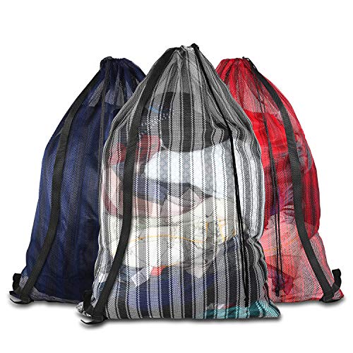 Daly Kate 3 Pack Mesh Laundry Bags with Adjustable Single Shoulder Straps 24"