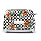 MACKENZIE-CHILDS 2-Slice Toaster, Decorative Toaster for Kitchen, Black-and-White Courtly Flower Market