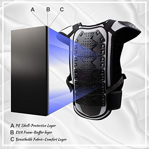 Webetop Kids Dirt Bike Body Chest Spine Protector Vest Gear For Motocross Skiing Black/Silver L #TOP4