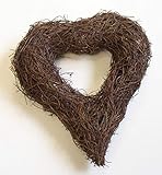 E+N Rattan-Herz Reben-Herz Natur-braun, HxBxT:ca.24x22x6cm, Drahtkörper/Naturfaser