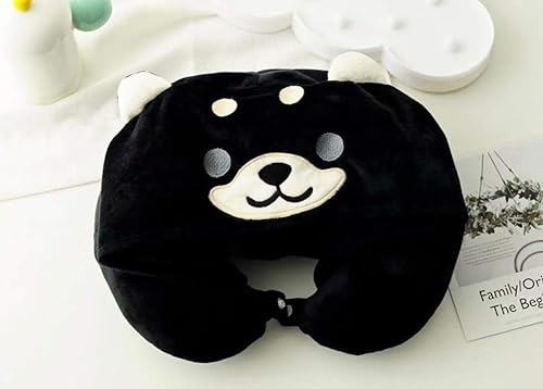 Miniatura 2 de Shiba Inu - Almohada suave con capucha para el cuello, almohada de cuello en forma de U, color negro