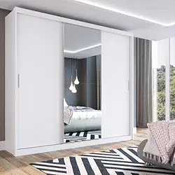 Guarda Roupa Casal 3 Portas 1 Espelho 100% MDF London Espresso Móveis Branco