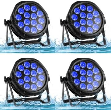 LED Par Lights IP67 Waterproof Stage Light, HOLDLAMP Outdoor RGBW 4-in-1 Uplighting DMX Control Wash Light Strobe Effect DJ Light for Christmas Church Night Club Disco Club Wedding Bar (4 pcs)