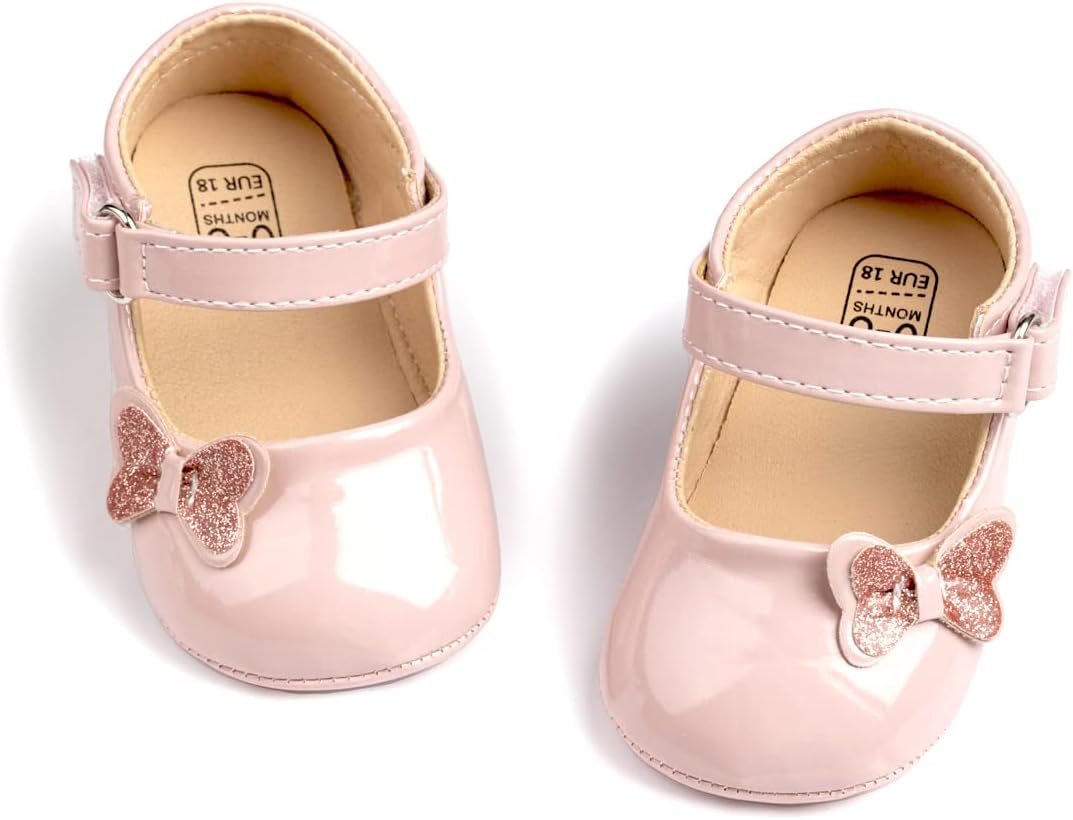 MeckiorInfant Baby Girls Soft Sole Bowknot Princess Wedding Dress Mary Jane Flats Prewalker Newborn Light Baby Sneaker Shoes