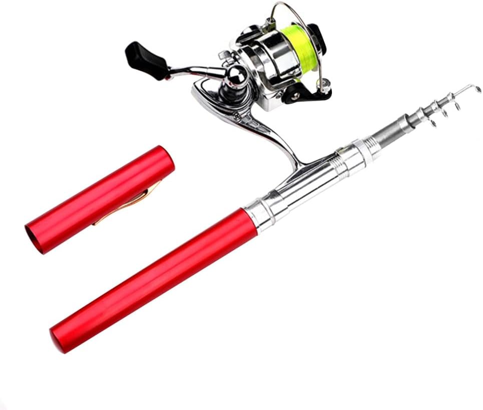 Pocket Fishing Rod, Telescopic Fish Rod Lightweight Pen Fishing Pole with Foldable Arm Reel for Saltwater Freshwater Fishing
