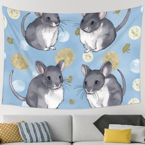 Tapisserie murale chinchillas bleus YKLJG 229x152cm pour salon