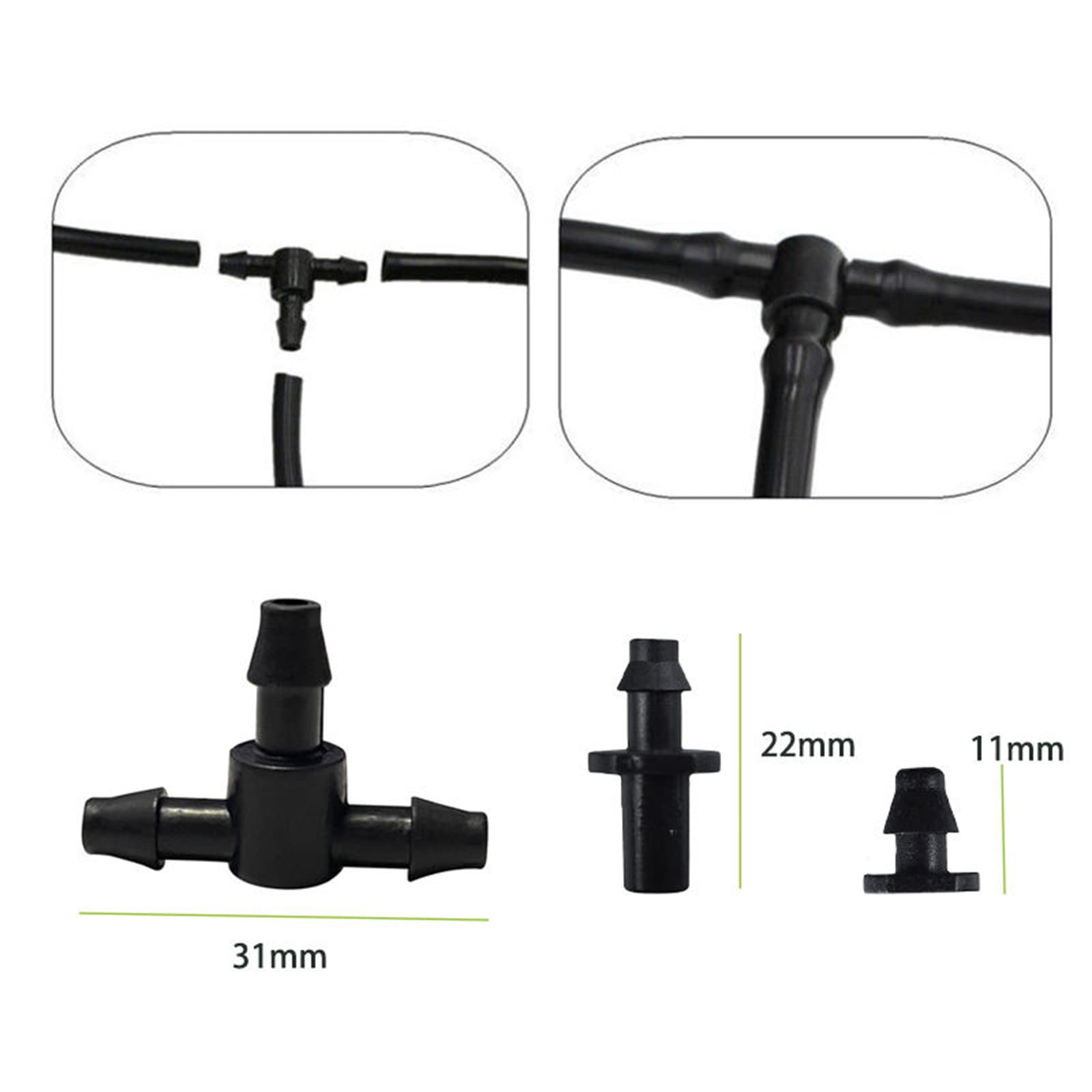 Kit de sistema de riego por goteo, Kit de riego por microgoteo 50 pies y 20 piezas, boquilla tubo distribución en blanco 1/4 ", gotero rociador
