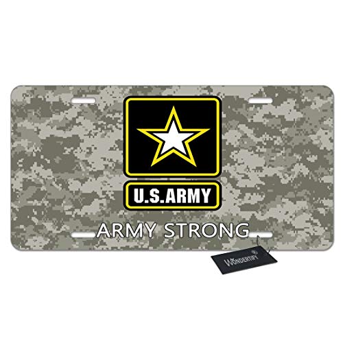 WONDERTIFY License Plate Military Us Army Strong Camouflage Background Decorative Car Front License Plate,Vanity Tag,Metal Car Plate,Aluminum Novelty License Plate,6 X 12 Inch (4 Holes)