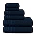 Produktbild TRIDENT Luxury Hotel Collection Große Handtücher 100% Baumwolle Zero Twist Handtücher 6-teiliges Set - 2 Badetücher, 2 Handtücher, 2 Waschlappen, ultraweich, luxuriös, hochsaugfähig (Navy)